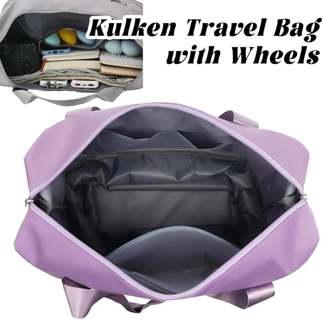 Kulken Travel Bag with Wheels, 2025 New Large Capacity Travel Bag - Universal Wheel Removable, Lightweight Expandable (1*Light Purple)