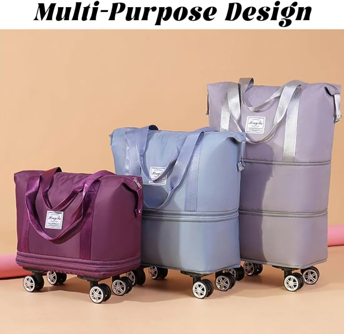 Kulken Travel Bag with Wheels, 2025 New Large Capacity Travel Bag - Universal Wheel Removable, Lightweight Expandable (1*Light Purple)