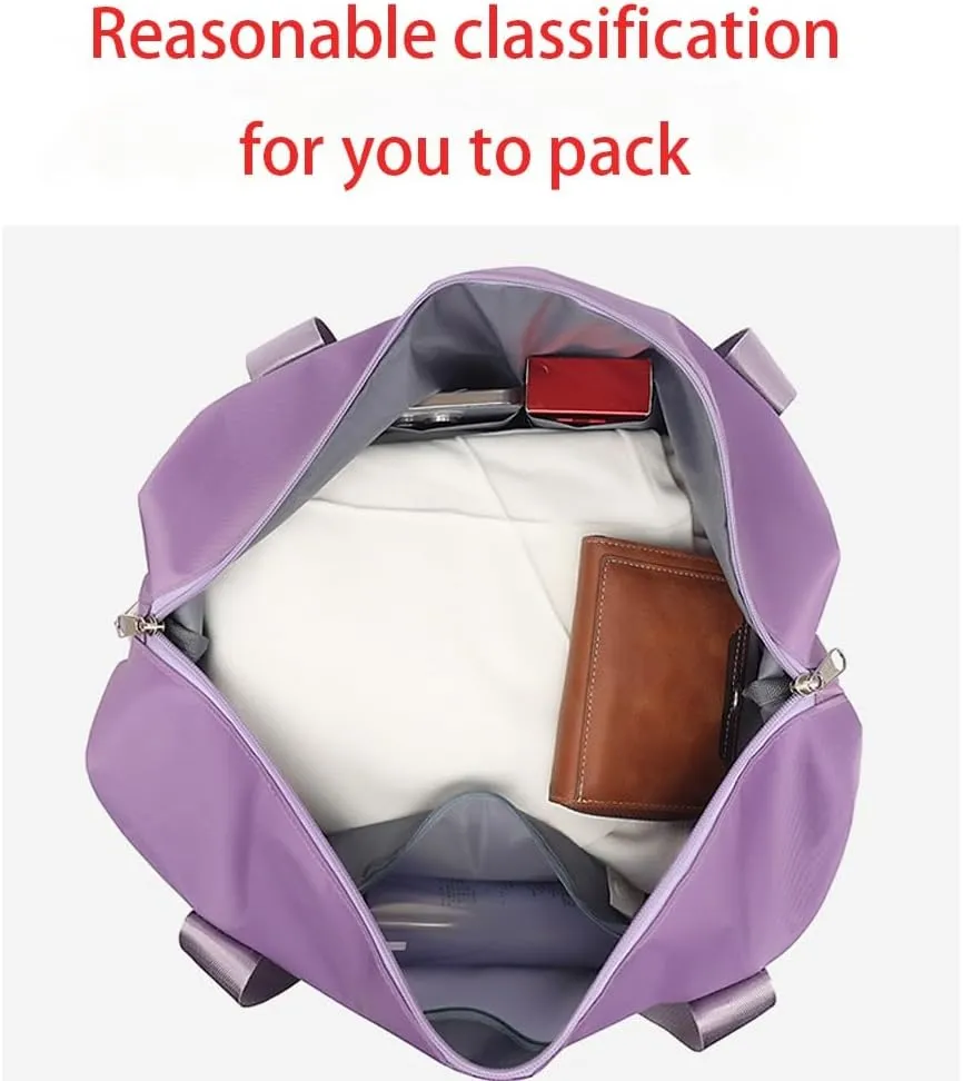 Kulken Travel Bag with Wheels, Waterproof Suitcase for Travel, Large Capacity Foldie Sports Duffle Bag, Weekender Expandable Overnight Bag, Carry on Gym Garment Bags(Dark Purple)