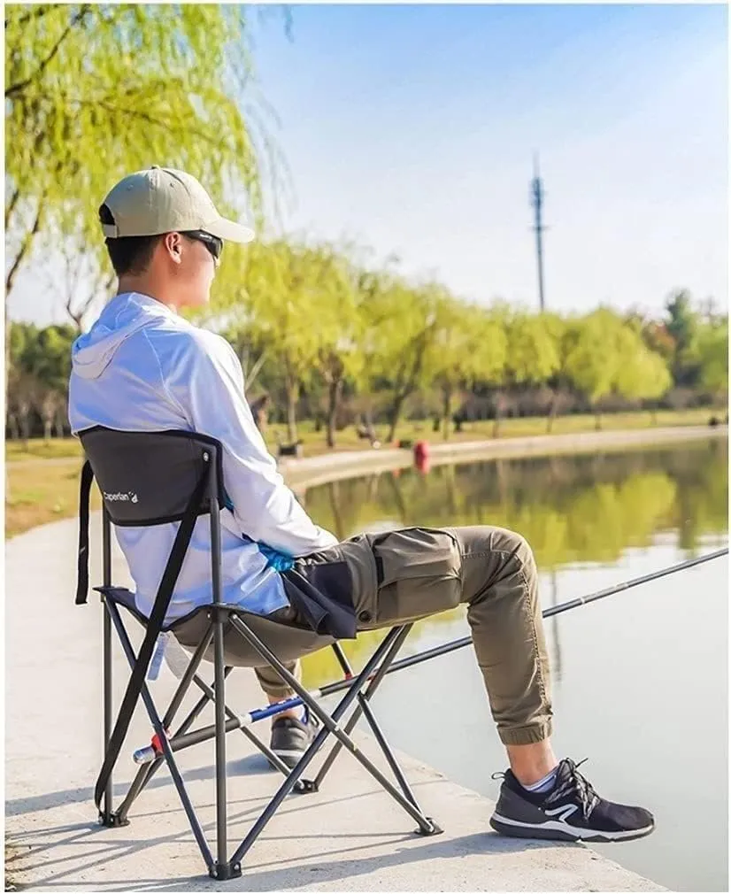 KYUSAR Camping Chair Outdoor Chair Foldable Chair Folding Backrest Chair Lightweight Portable Small Stool Padded Seat for Camping Garden Trips Folding Camping Chair (Color : A)