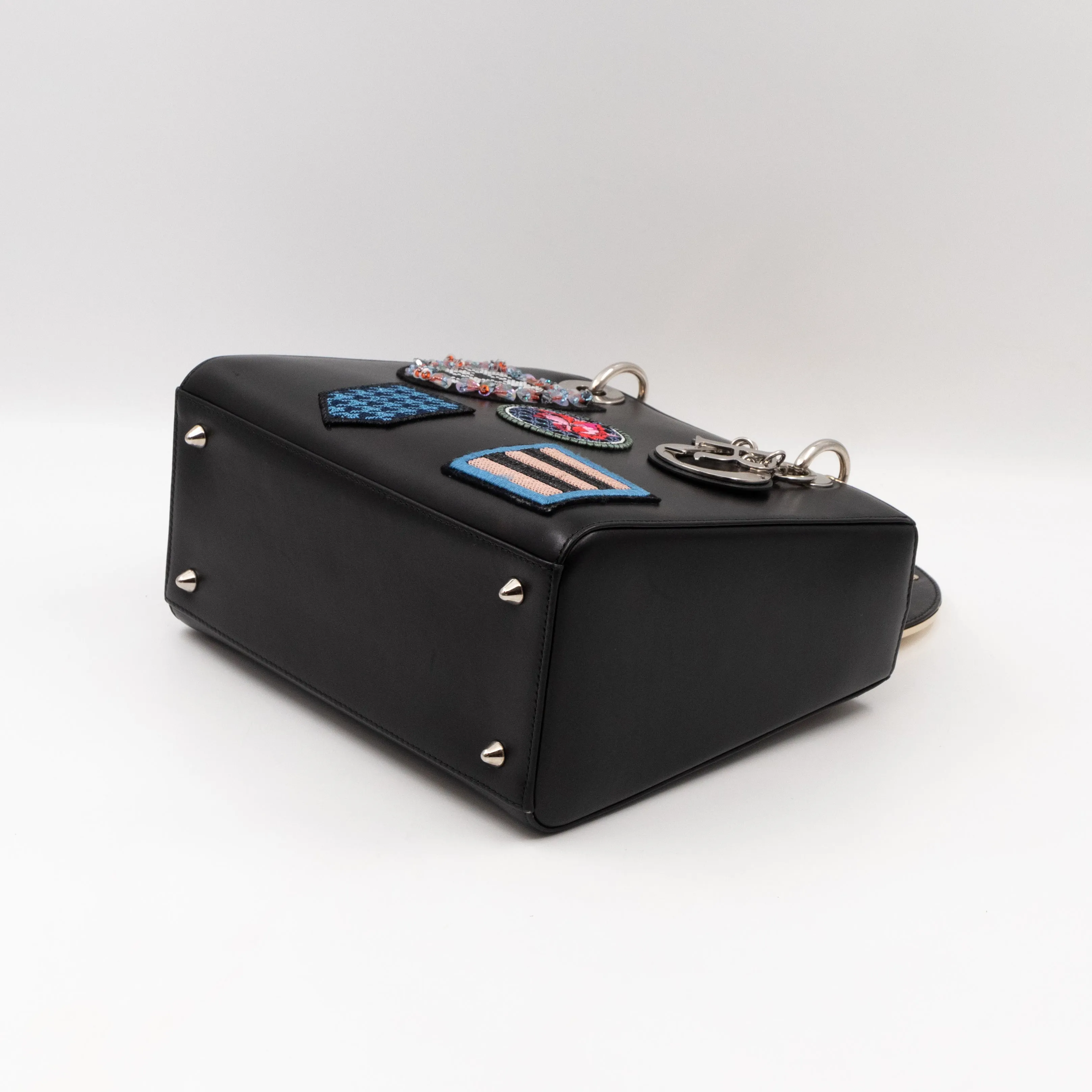 Lady Dior Medium Patches Embellished Black Leather