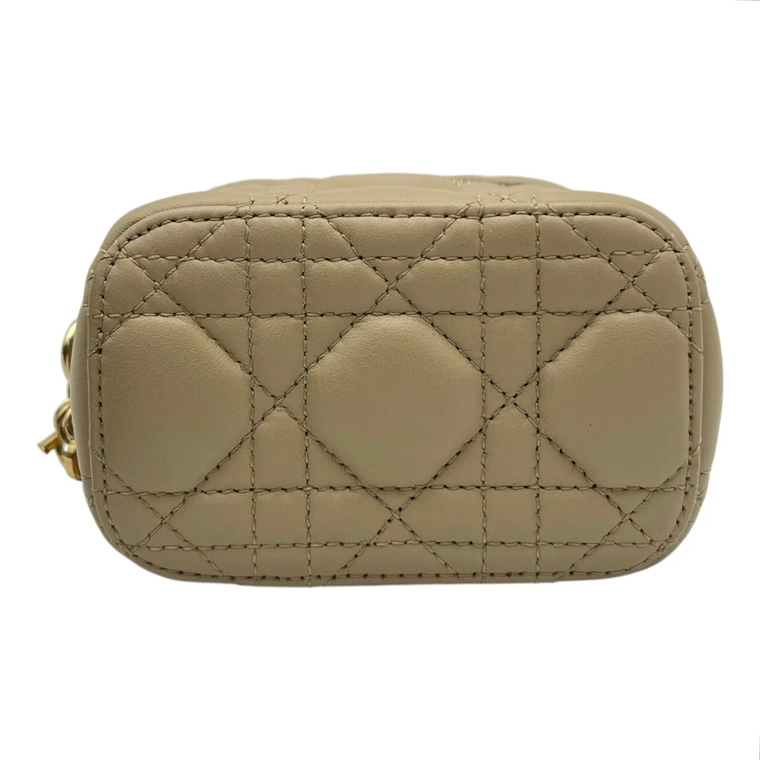 Lady Dior Vanity Bag Micro Beige in Lambskin, Gold hardware