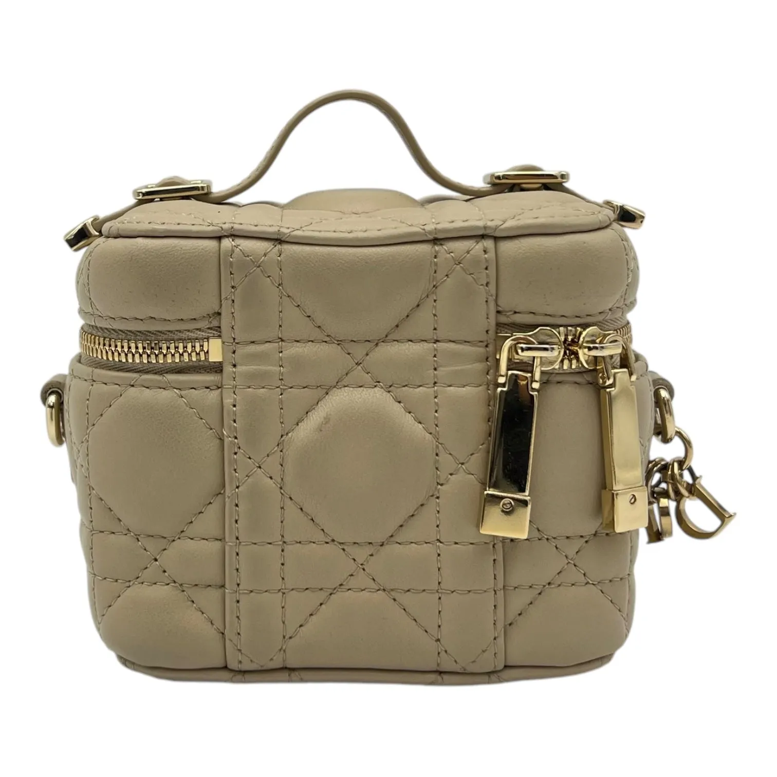 Lady Dior Vanity Bag Micro Beige in Lambskin, Gold hardware