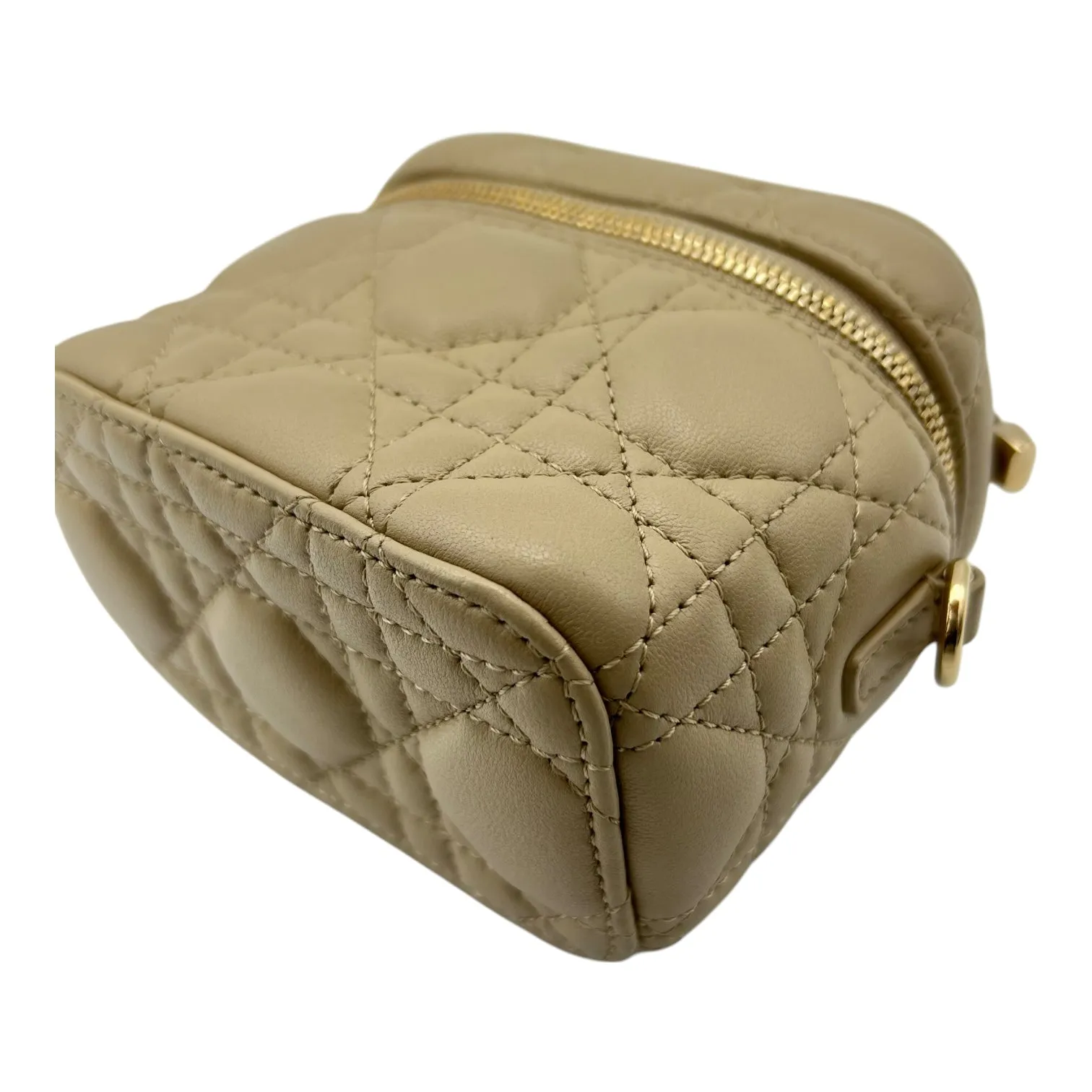 Lady Dior Vanity Bag Micro Beige in Lambskin, Gold hardware