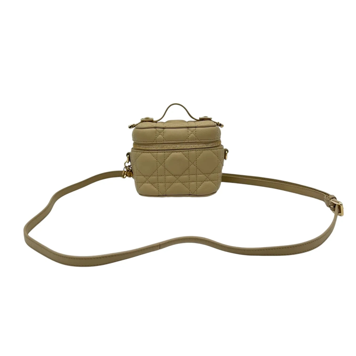 Lady Dior Vanity Bag Micro Beige in Lambskin, Gold hardware