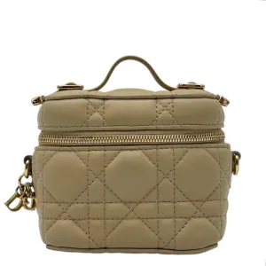 Lady Dior Vanity Bag Micro Beige in Lambskin, Gold hardware