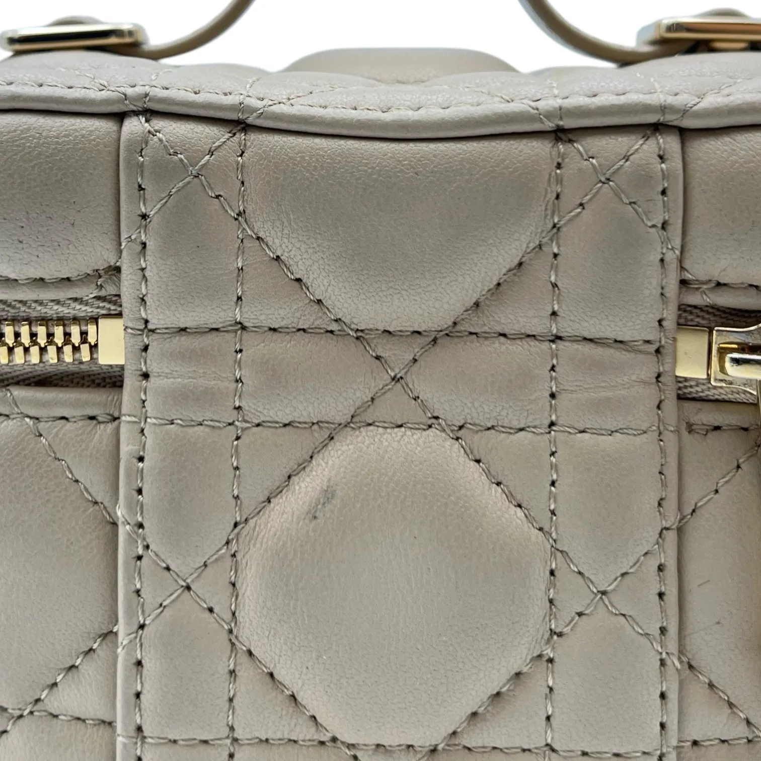 Lady Dior Vanity Bag Micro Beige in Lambskin, Gold hardware