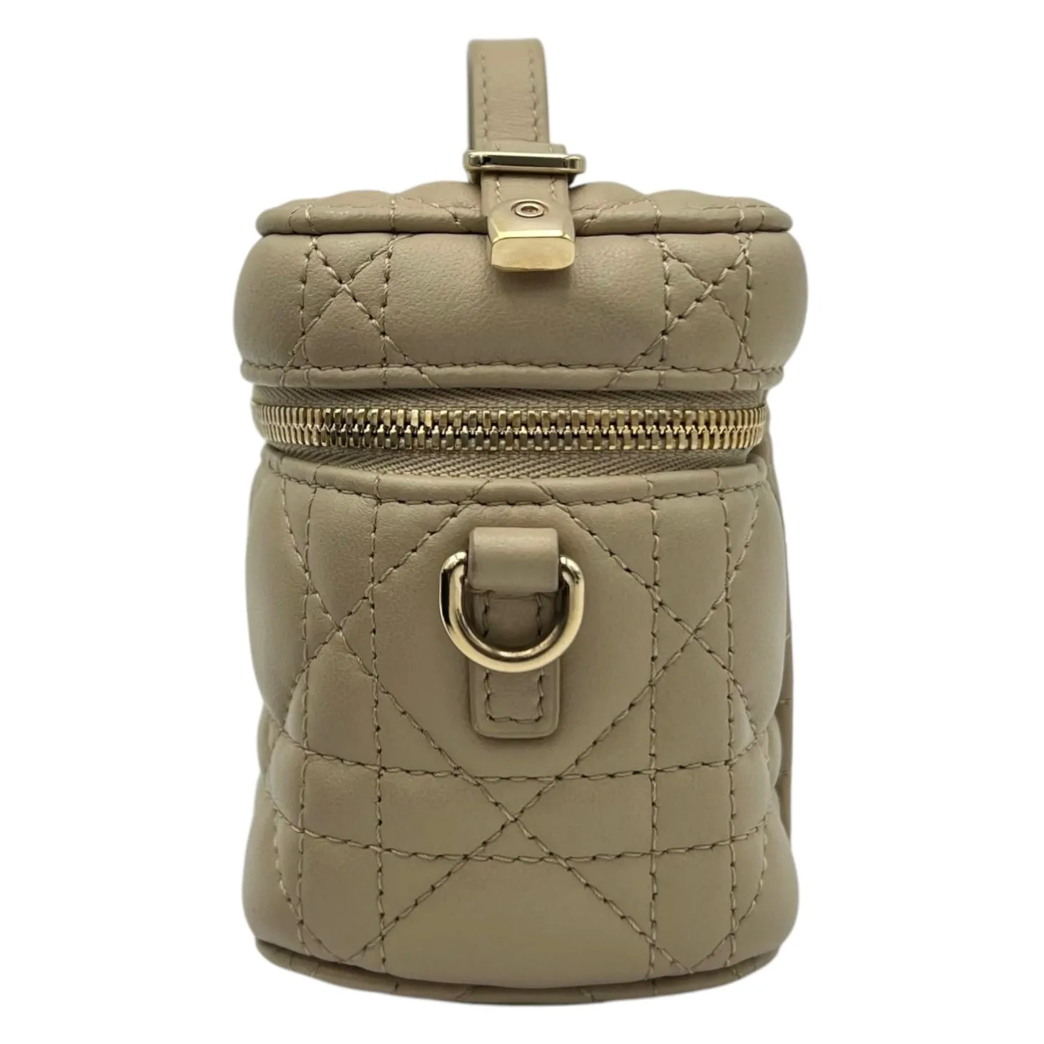 Lady Dior Vanity Bag Micro Beige in Lambskin, Gold hardware
