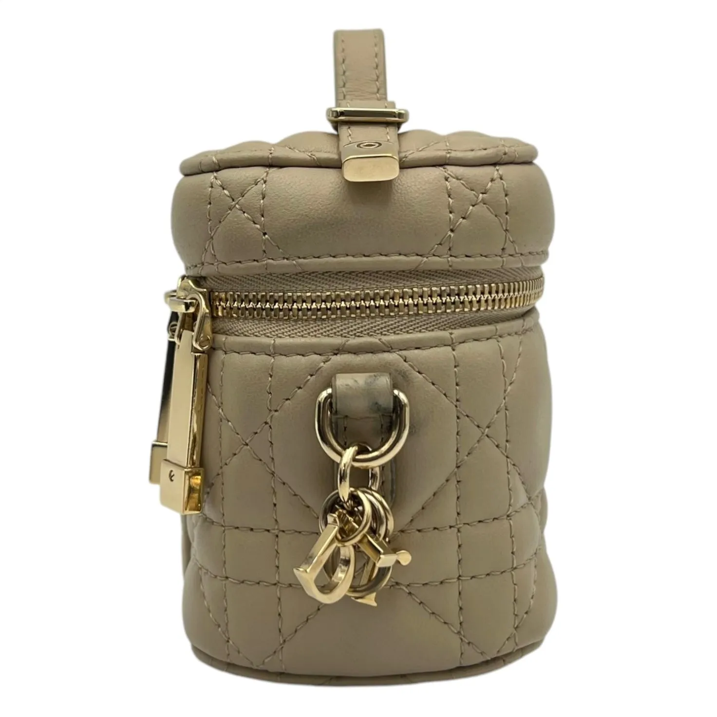 Lady Dior Vanity Bag Micro Beige in Lambskin, Gold hardware