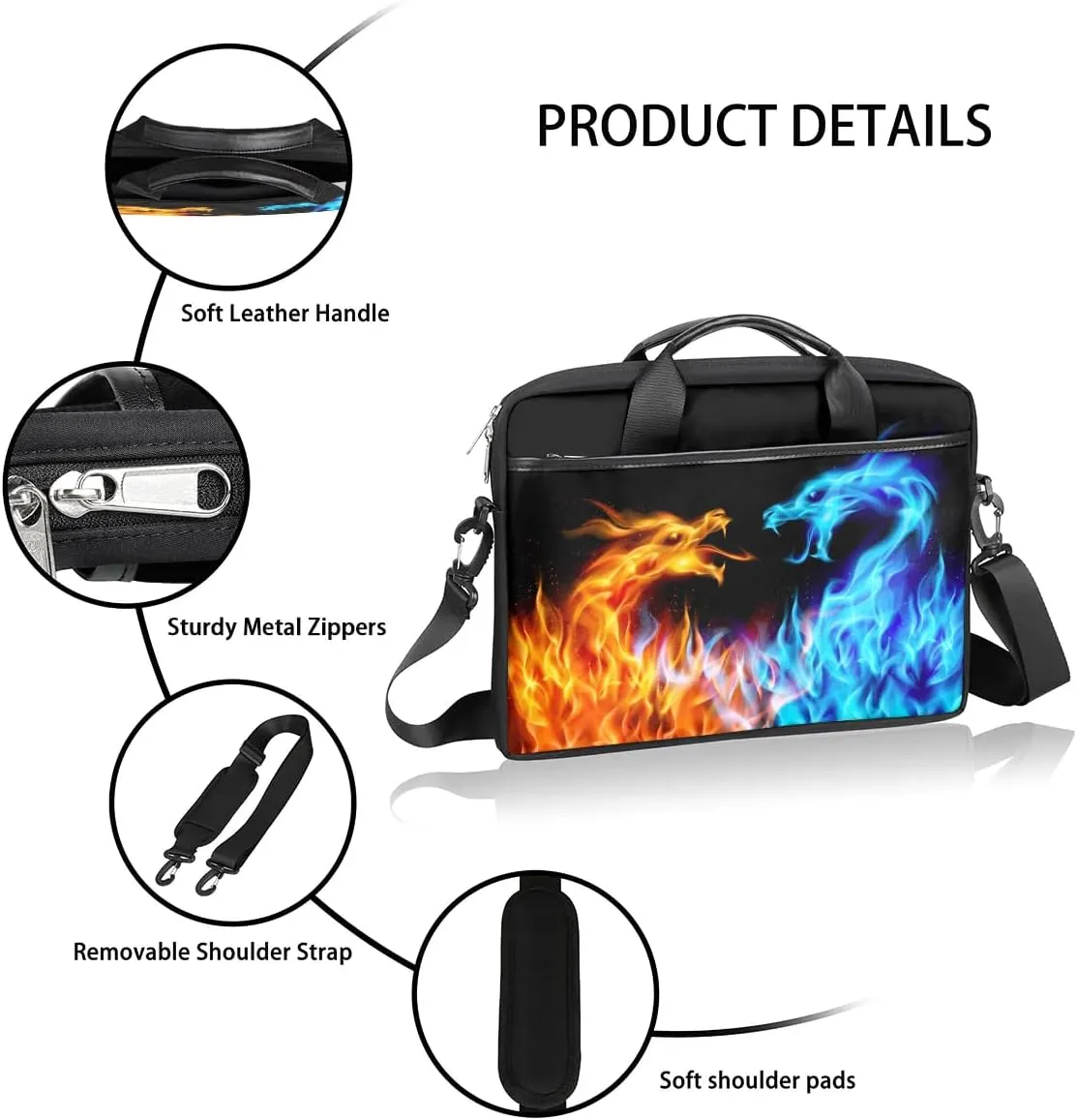 Laptop Bag for Women Men, 15.6 inch Messenger Shoulder Bags, Water Resistant Computer Bag Sleeve