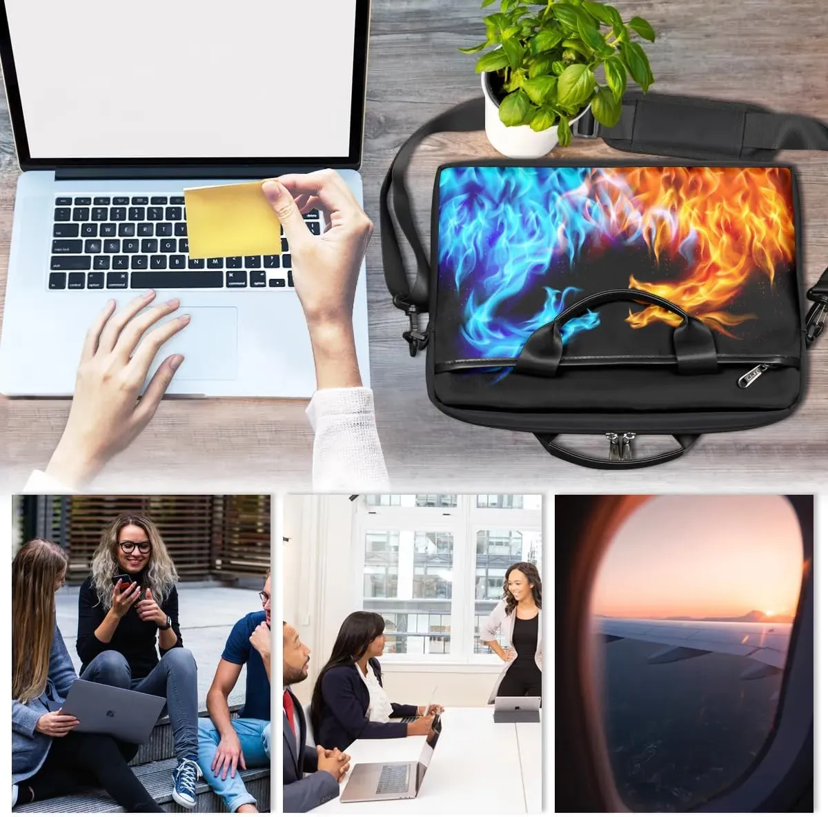 Laptop Bag for Women Men, 15.6 inch Messenger Shoulder Bags, Water Resistant Computer Bag Sleeve