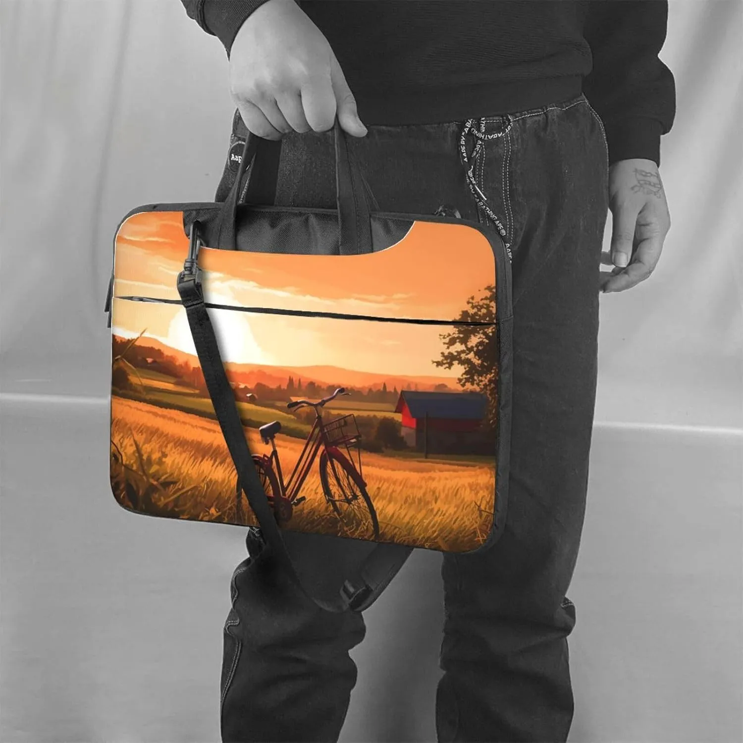 Laptop Tote Bag Men Women Sunset Rural View Shoulder Laptop Sleeve Briefcase Messenger Computer Bag