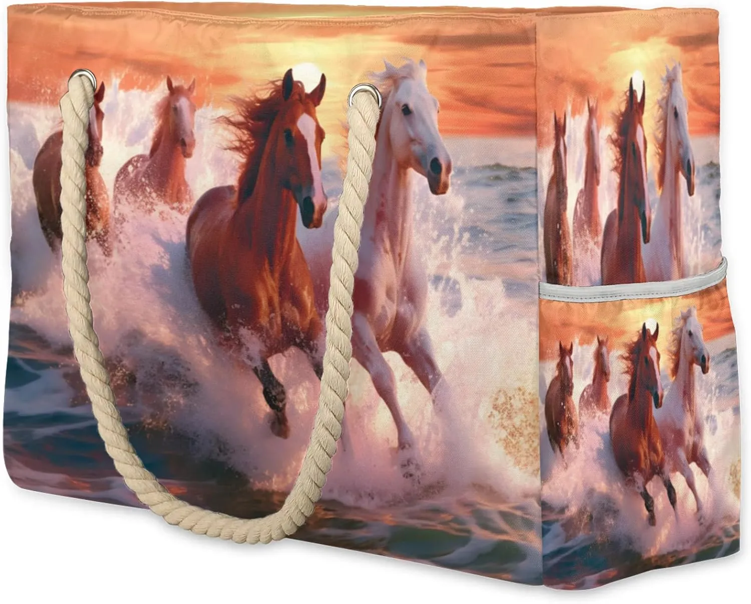 Large Beach Tote Bags for Women, Waterproof Beach Bag with Zipper, Swim Pool Tote Bags