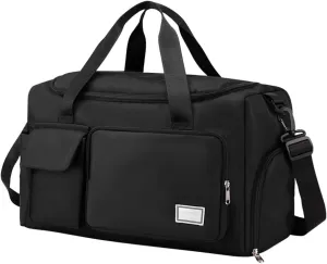 Large Capacity Gym Bag Waterproof Duffle Case with Shoes Compartment Foldable Weekender Overnight Handbag Sports Tote Bag with Dry Wet Separated Pocket