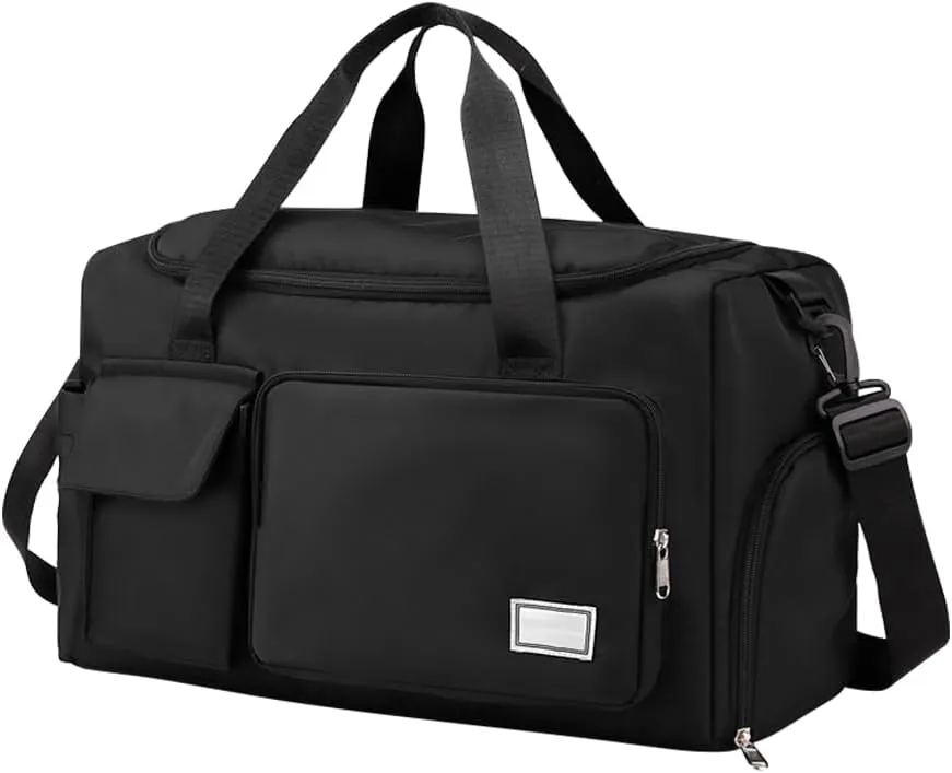 Large Capacity Gym Bag Waterproof Duffle Case with Shoes Compartment Foldable Weekender Overnight Handbag Sports Tote Bag with Dry Wet Separated Pocket