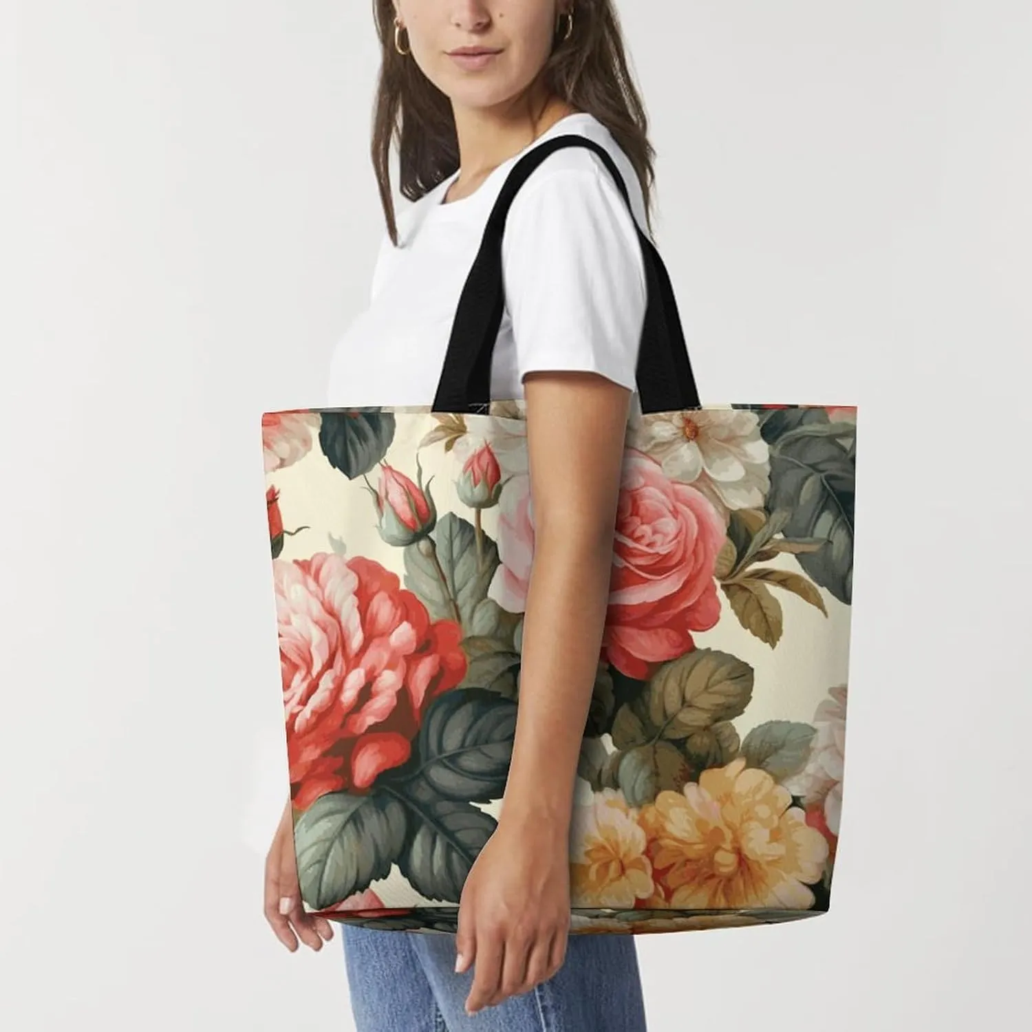 Large Capacity Shopping Bag Switzerland Alps Canvas Grocery Bags Foldable Tote Bag