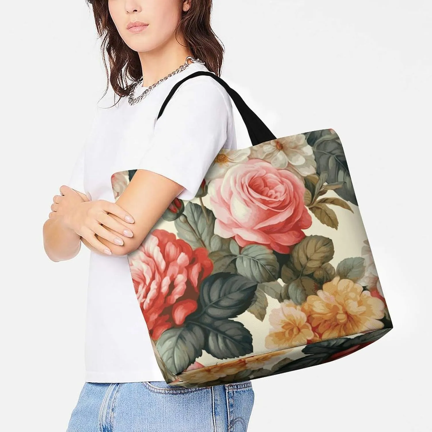 Large Capacity Shopping Bag Switzerland Alps Canvas Grocery Bags Foldable Tote Bag