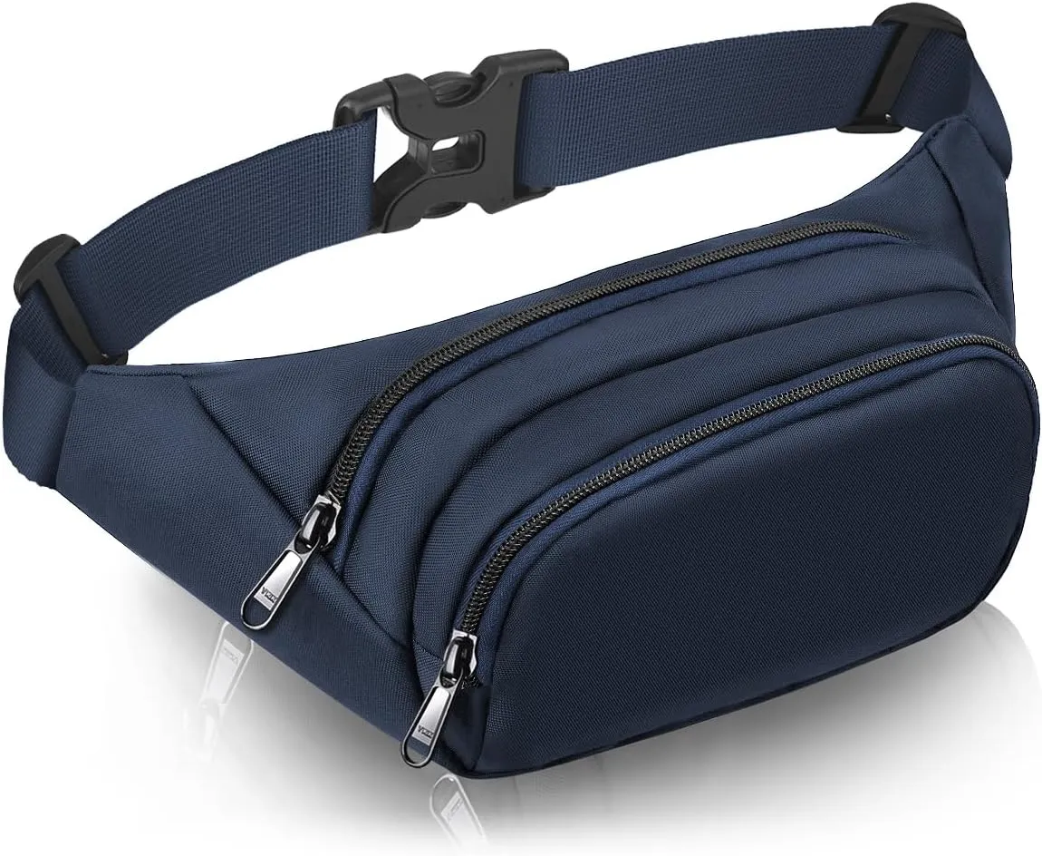Large Fanny Pack for Women Men - Syican Waist bag with 3-Zipper Pockets, Gifts for Enjoy Sports Traveling Workout Casual Hands-Free crossbody bags Fits MAX 7.9'' iPad & 6.6'' Phone