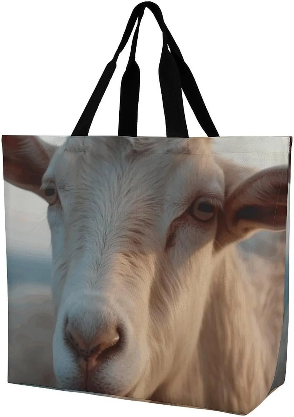 Large Grocery Bags Beach Tote Docile Goat Shopping Bag for Women Shoulder Bag for Travel Work Handbag