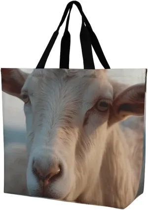 Large Grocery Bags Beach Tote Docile Goat Shopping Bag for Women Shoulder Bag for Travel Work Handbag