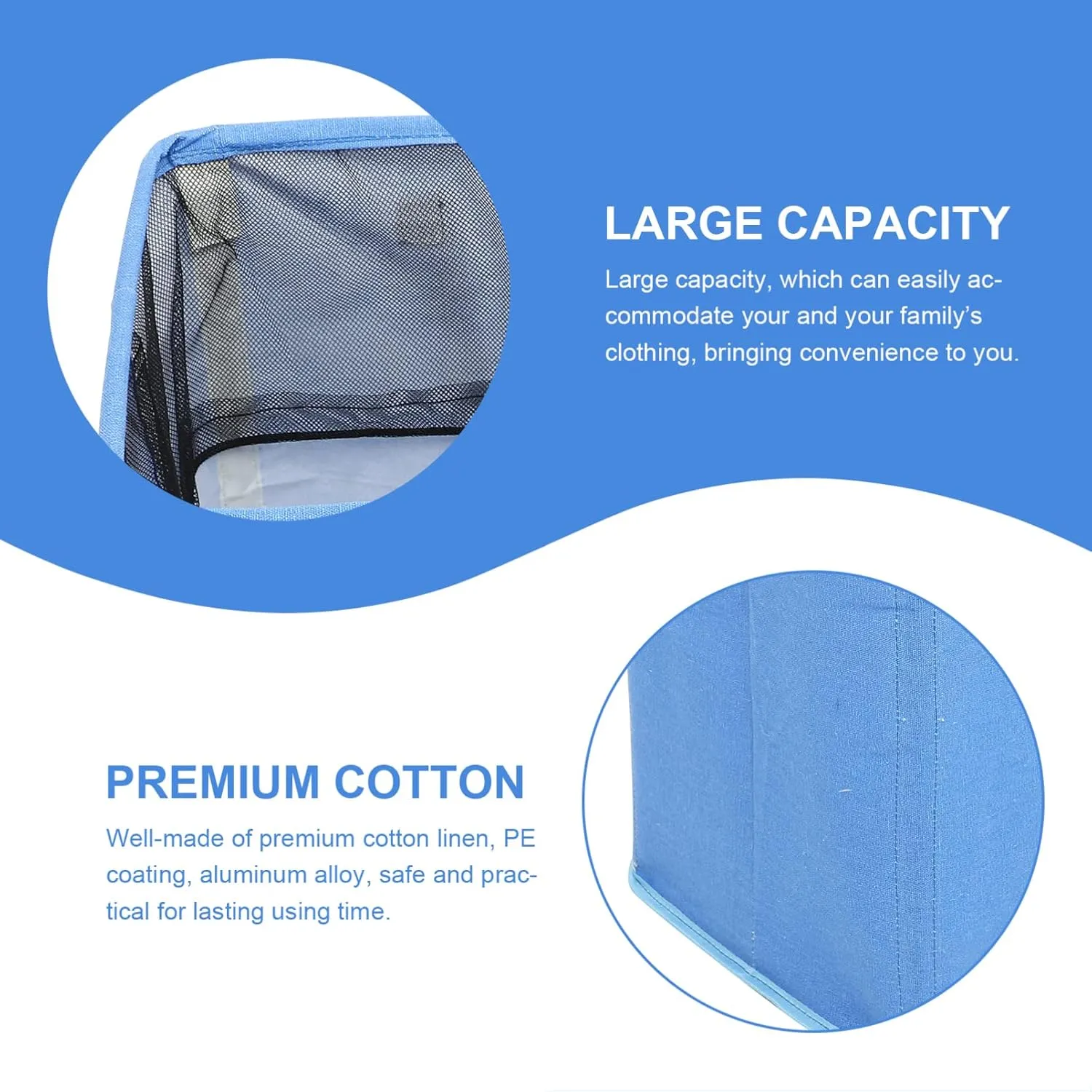 Large Storage Bags Handle Laundry Basket Home Laundry Basket s Clothes Storage Bags Tall Laundry Bin Hamper Storage Pouch Child Pe Waterproof Coating Handbag Square(Blue)