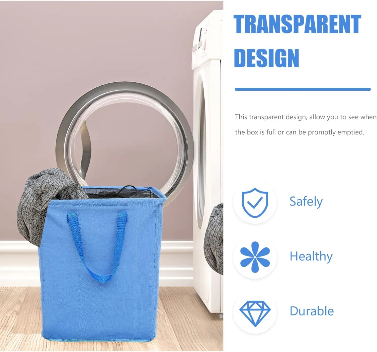 Large Storage Bags Handle Laundry Basket Home Laundry Basket s Clothes Storage Bags Tall Laundry Bin Hamper Storage Pouch Child Pe Waterproof Coating Handbag Square(Blue)