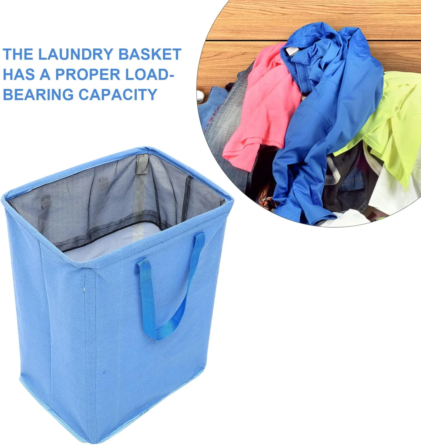 Large Storage Bags Handle Laundry Basket Home Laundry Basket s Clothes Storage Bags Tall Laundry Bin Hamper Storage Pouch Child Pe Waterproof Coating Handbag Square(Blue)
