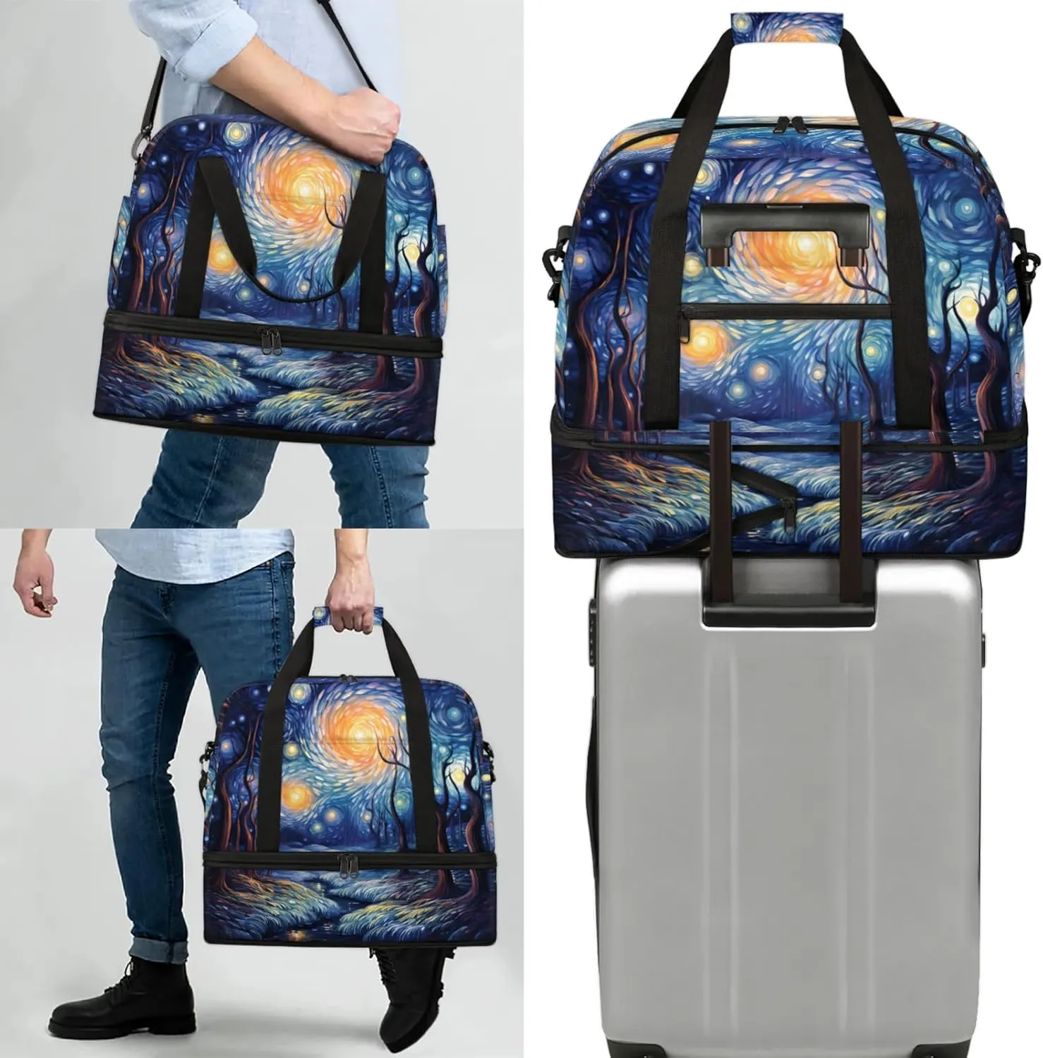 Large Travel Duffel Bag for Women Men Abstract Dystopian Dead Tree Gym Bag Weekender Overnight Bags With Shoe Compartment Foldie Travel Tote Bag Carry On Personal Item Bag for Travel Gym Sports