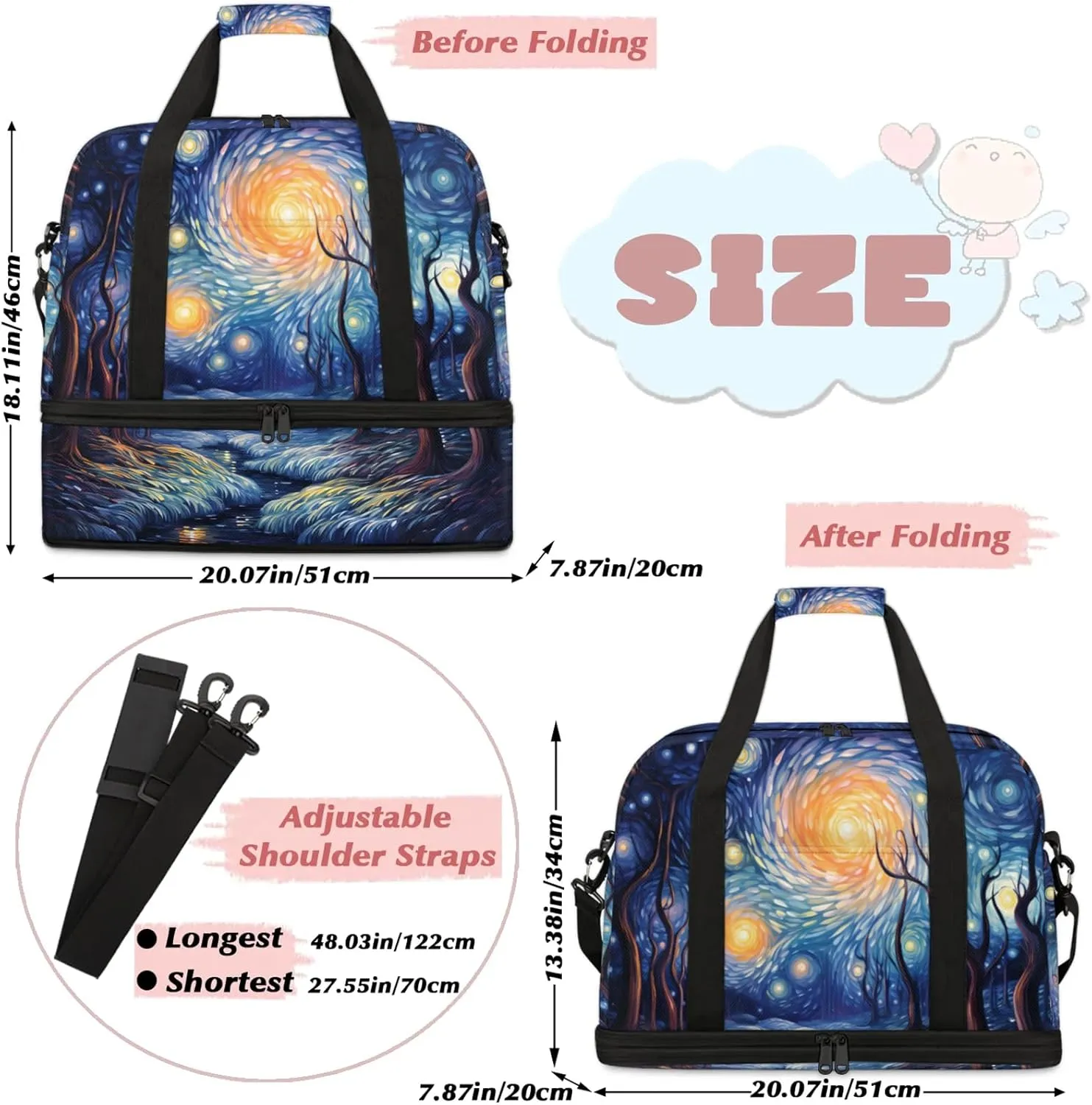 Large Travel Duffel Bag for Women Men Abstract Dystopian Dead Tree Gym Bag Weekender Overnight Bags With Shoe Compartment Foldie Travel Tote Bag Carry On Personal Item Bag for Travel Gym Sports