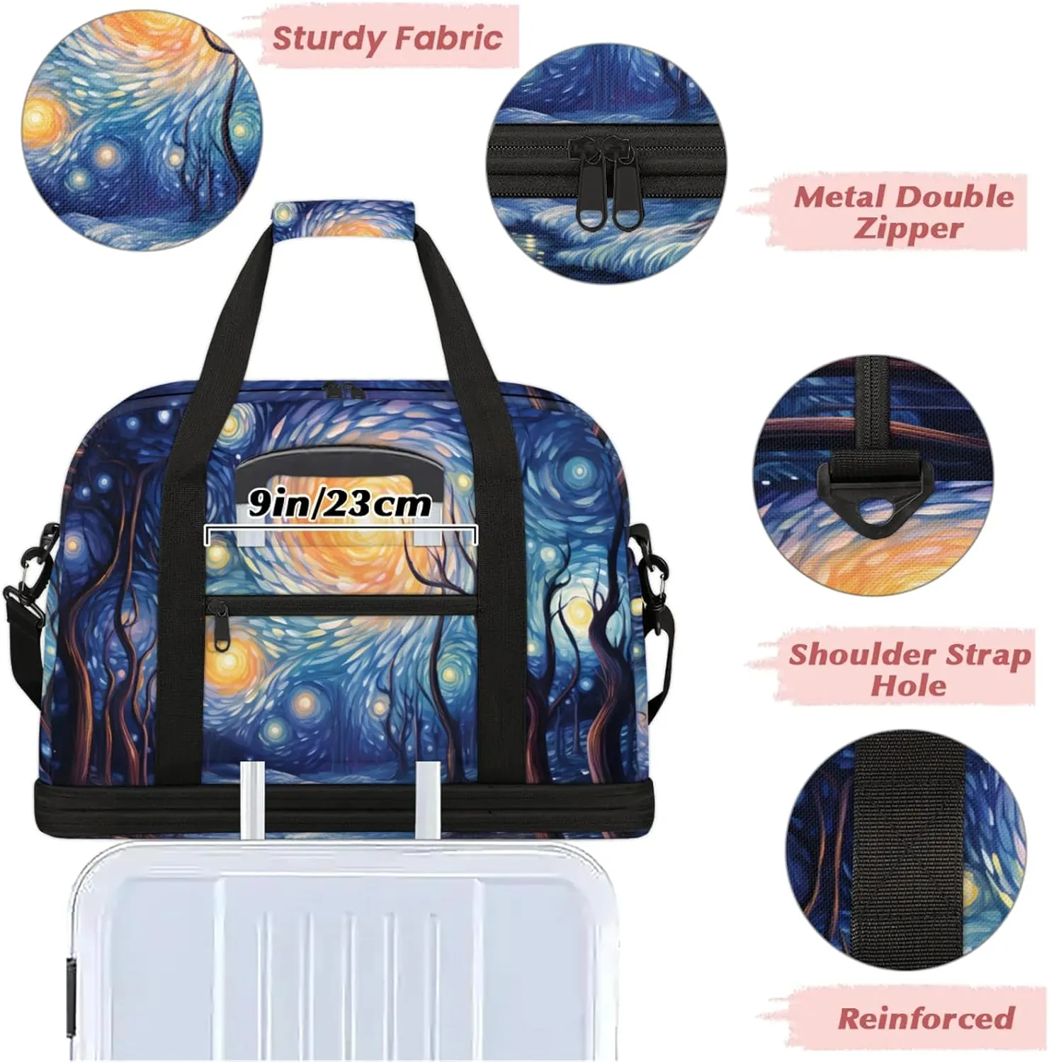 Large Travel Duffel Bag for Women Men Abstract Dystopian Dead Tree Gym Bag Weekender Overnight Bags With Shoe Compartment Foldie Travel Tote Bag Carry On Personal Item Bag for Travel Gym Sports