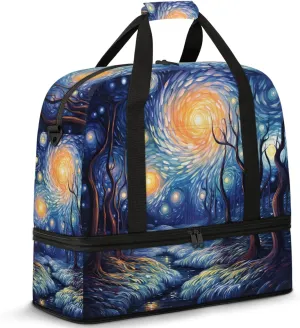 Large Travel Duffel Bag for Women Men Abstract Dystopian Dead Tree Gym Bag Weekender Overnight Bags With Shoe Compartment Foldie Travel Tote Bag Carry On Personal Item Bag for Travel Gym Sports