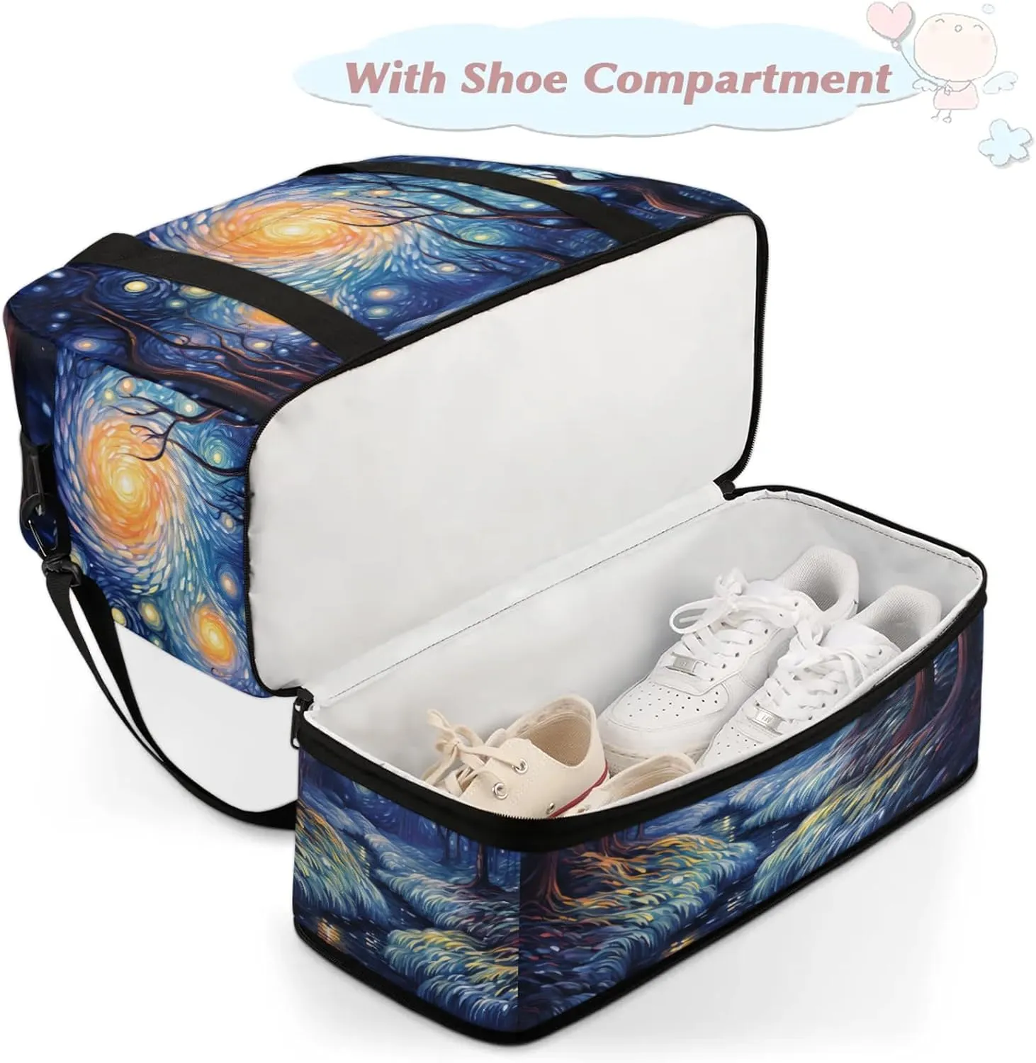 Large Travel Duffel Bag for Women Men Abstract Dystopian Dead Tree Gym Bag Weekender Overnight Bags With Shoe Compartment Foldie Travel Tote Bag Carry On Personal Item Bag for Travel Gym Sports