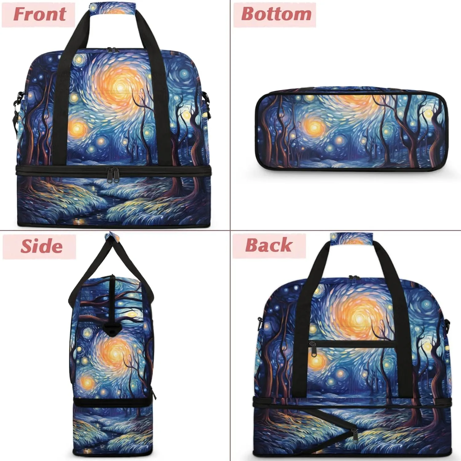 Large Travel Duffel Bag for Women Men Abstract Dystopian Dead Tree Gym Bag Weekender Overnight Bags With Shoe Compartment Foldie Travel Tote Bag Carry On Personal Item Bag for Travel Gym Sports