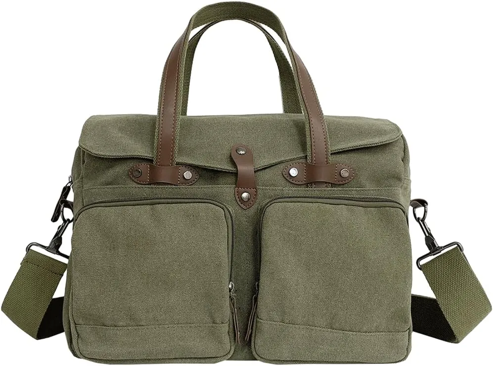 Large Vintage Canvas Messenger Shoulder Bag Travel Crossbody Bag for Men Women Messenger bag Handbag with Multiple Pockets