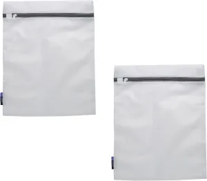 Laundry 360 2 Pack Large Mesh Wash Bag | Laundry | Washing Machine | Zipper Closure | Prevents Pulling and Tearing | Clothes | Garments | Delicates | Socks | White