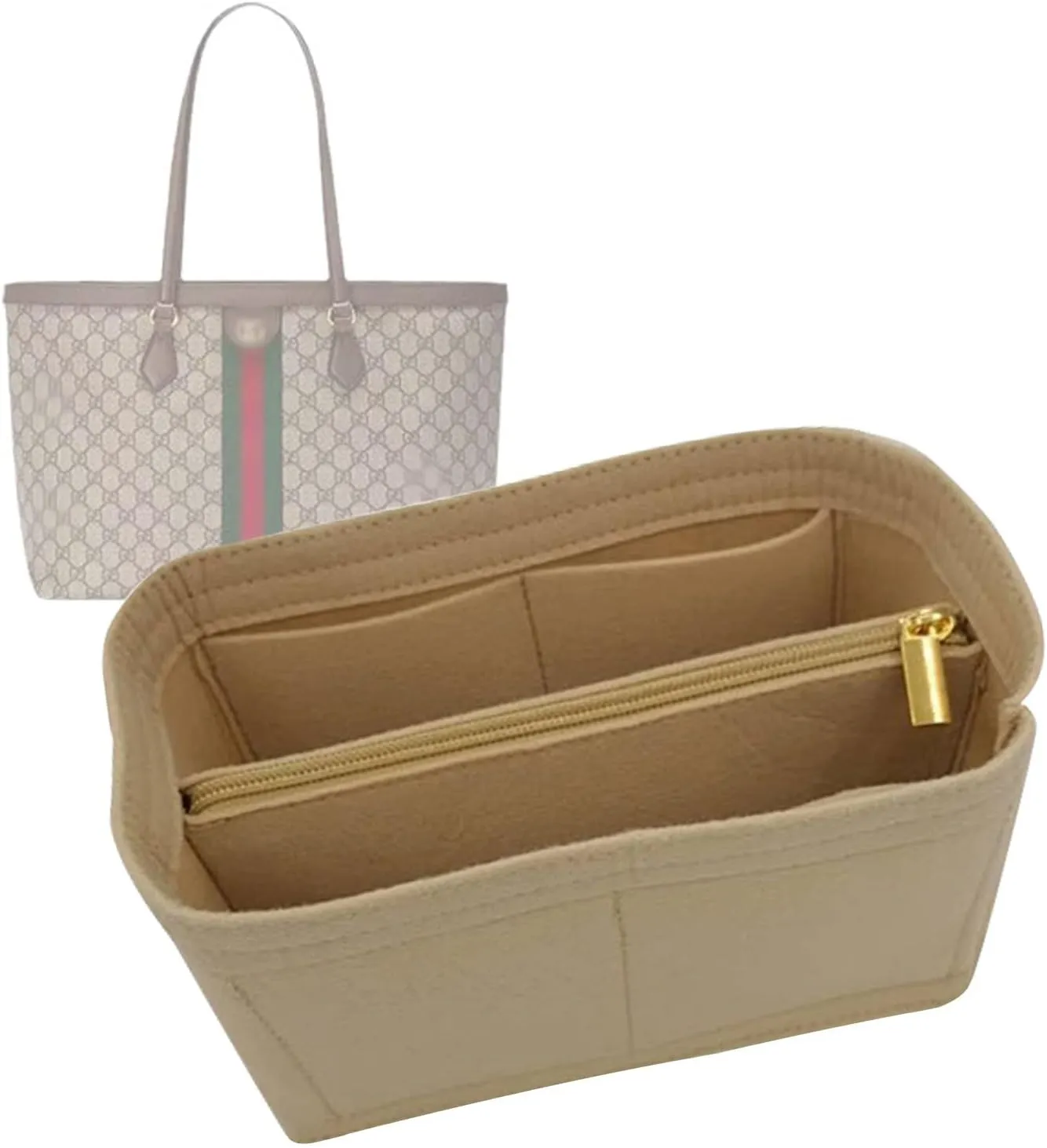Lckaey Purorganizer is used for ophidia medium tote bag lining storage bag insert3010khaki-B