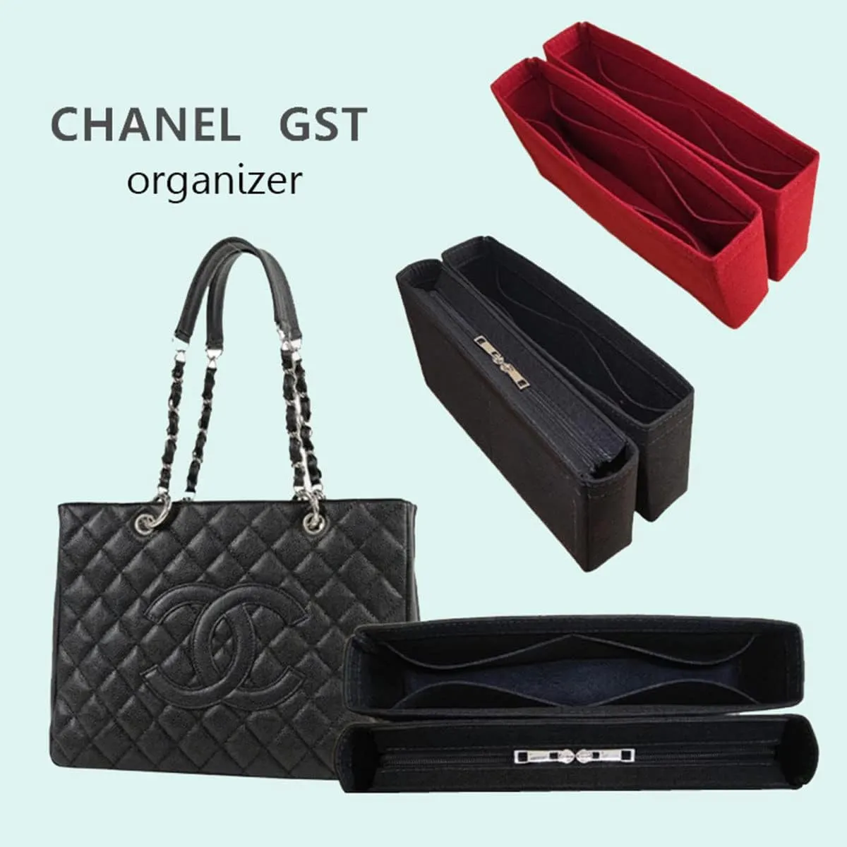 Lckaey Purse Organizer Insert for PST/PTT/GST liner bag lined storage bag2018black-GST
