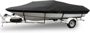 LDIW 420D Trailerable Boat Cover UV Protection Dust-Proof Waterproof Boat Covers Fit for V-Hull, Tri-Hull, Bass Boat, Runabout, Fish & Ski Boat,Black,12~14FT: 450x230cm