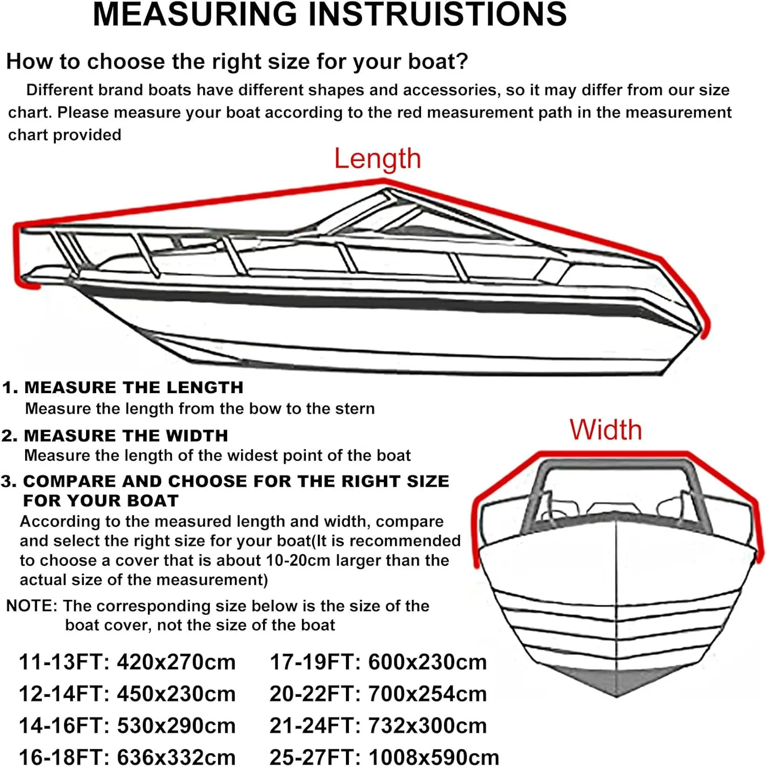 LDIW 420D Trailerable Boat Cover UV Protection Dust-Proof Waterproof Boat Covers Fit for V-Hull, Tri-Hull, Bass Boat, Runabout, Fish & Ski Boat,Black,12~14FT: 450x230cm