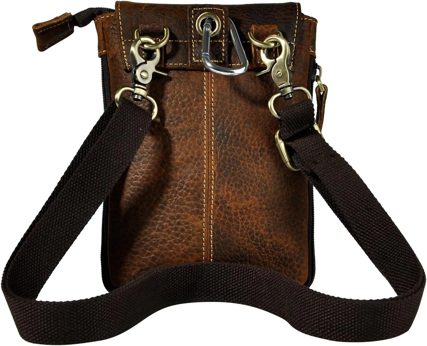 Le'aokuu Mens Genuine Leather Small Messenger Shoulder Satchel Phone Pouch Belt Fanny Waist Bag Pack