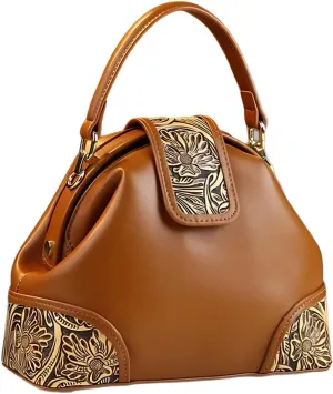 Leather Carving Design Purses For Women Top Handle Satchel Crossbody Handbags Small Dumpling Shoulder Messenger Bags