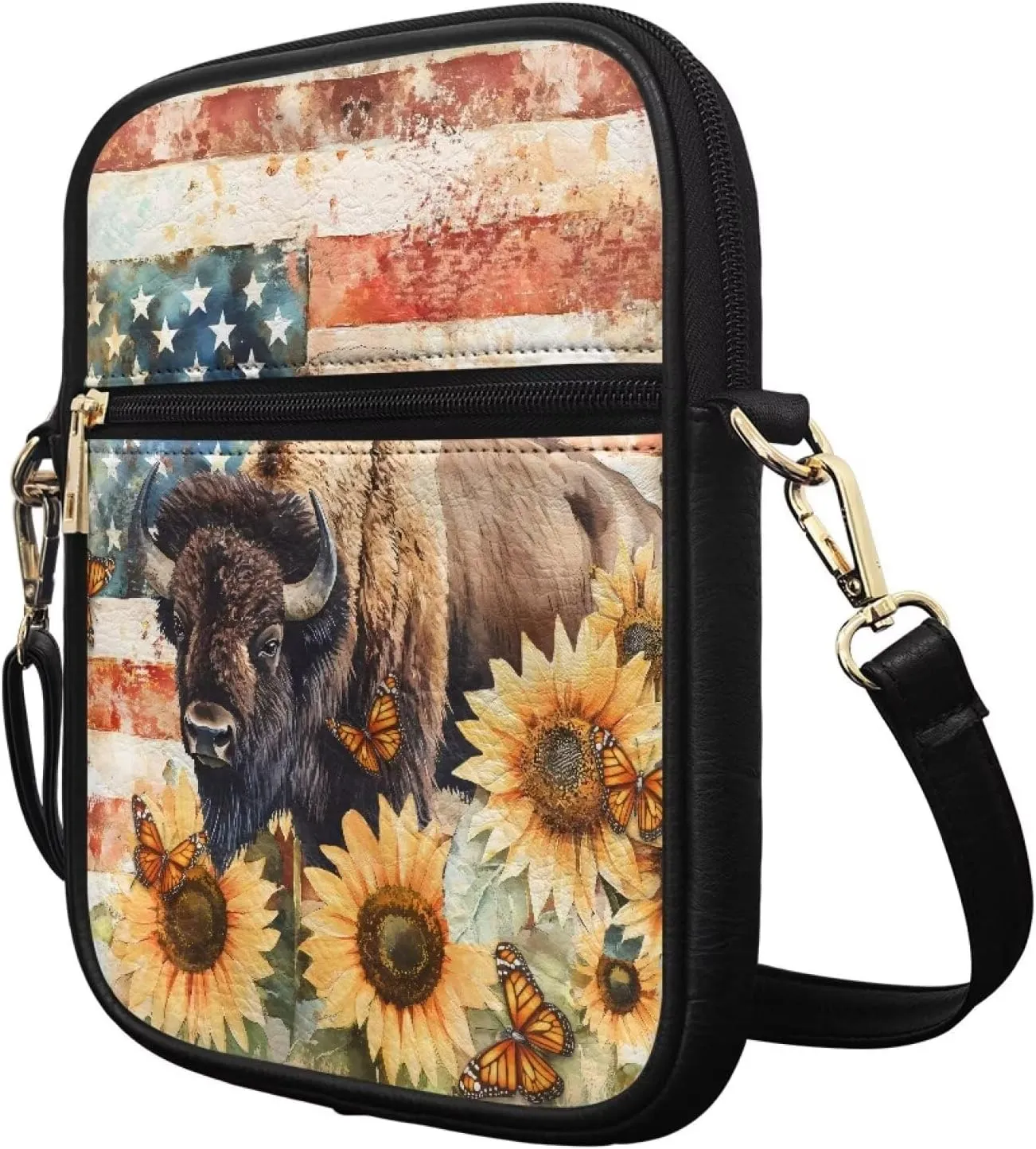 Leather Crossbody Bag for Women Men Small Cell Phone Bag Casual Body Cross Purse with Zipper Closure for Outdoor
