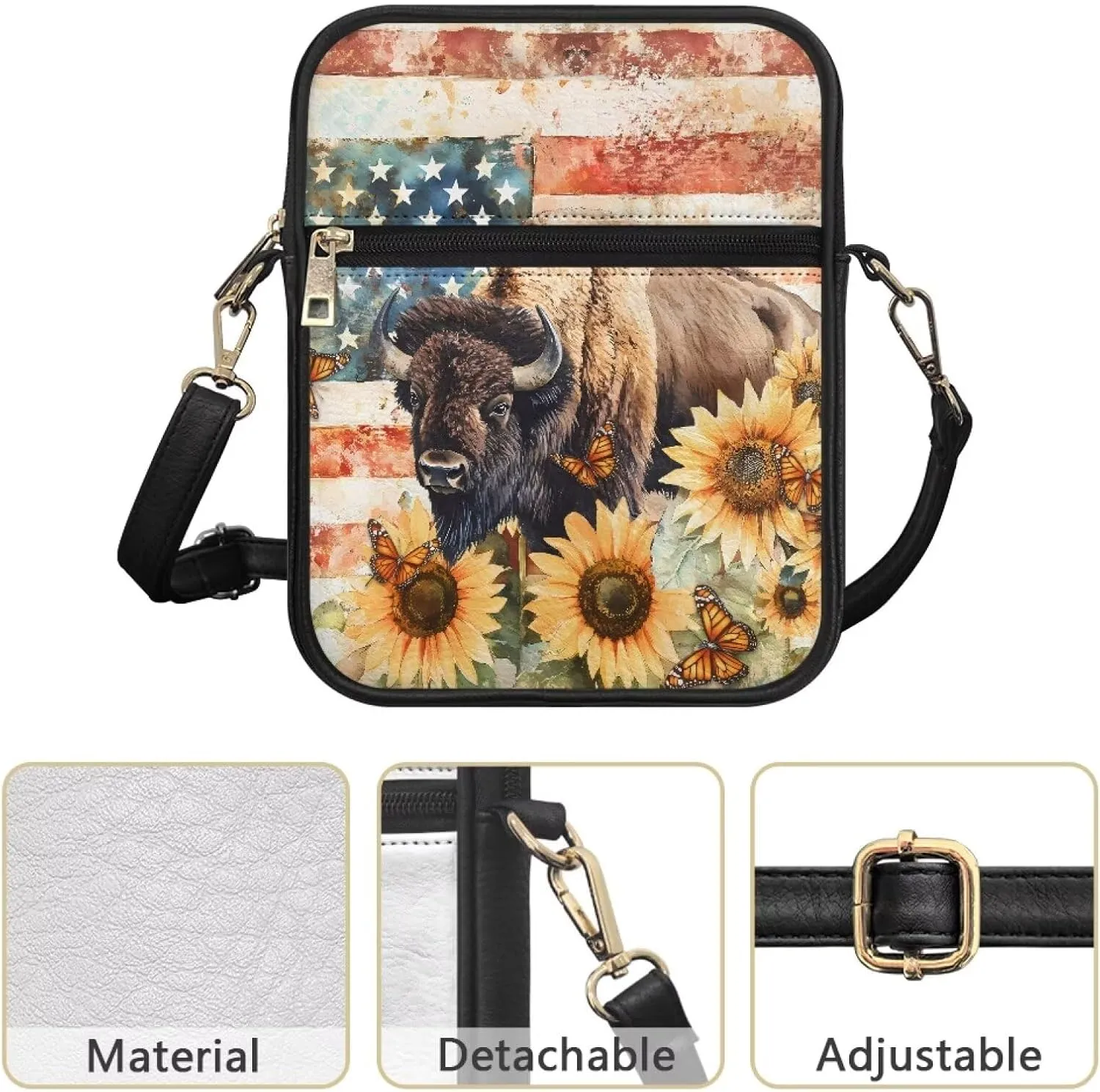 Leather Crossbody Bag for Women Men Small Cell Phone Bag Casual Body Cross Purse with Zipper Closure for Outdoor