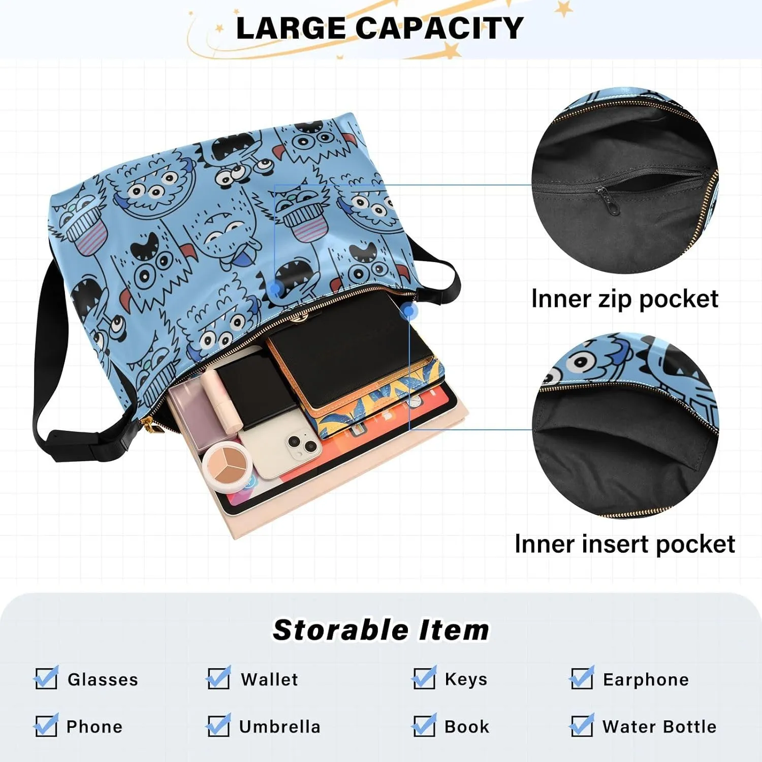 Leather Crossbody Shoulder Tote Bag for Women and Men W/Multi-pocket Casual Purse Messenger Bags Travel Work Multicolor 1