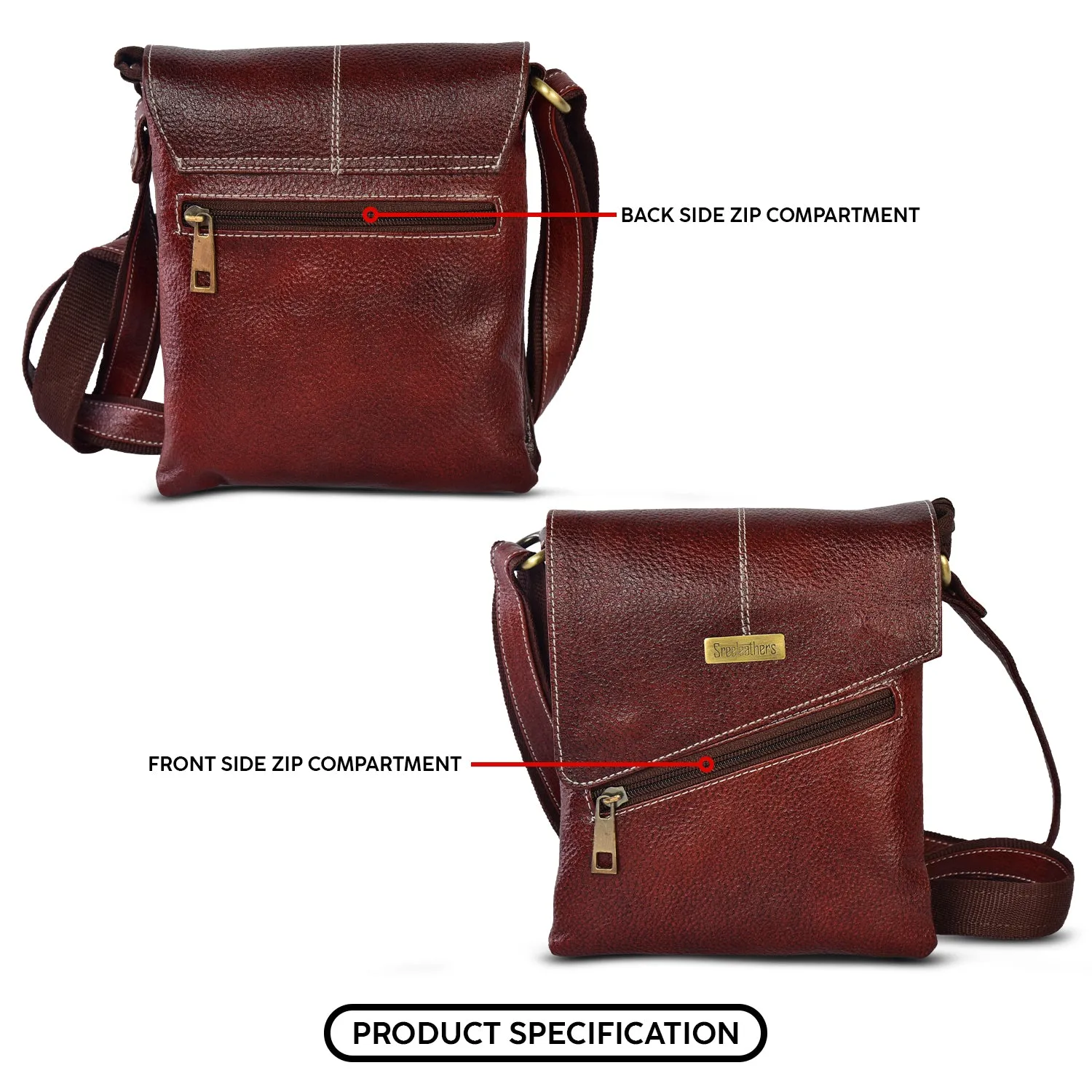Leather Messenger Bag 36815 (Brown)