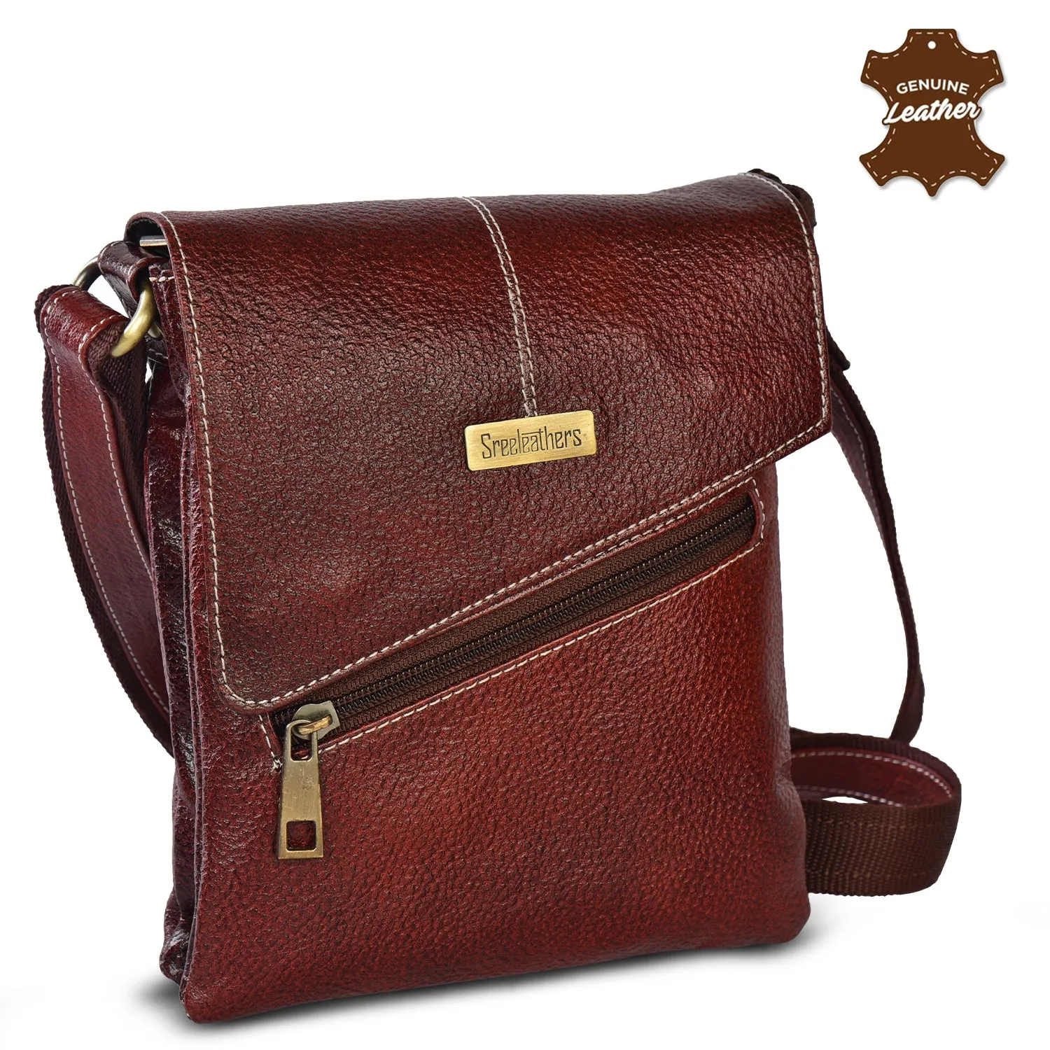 Leather Messenger Bag 36815 (Brown)