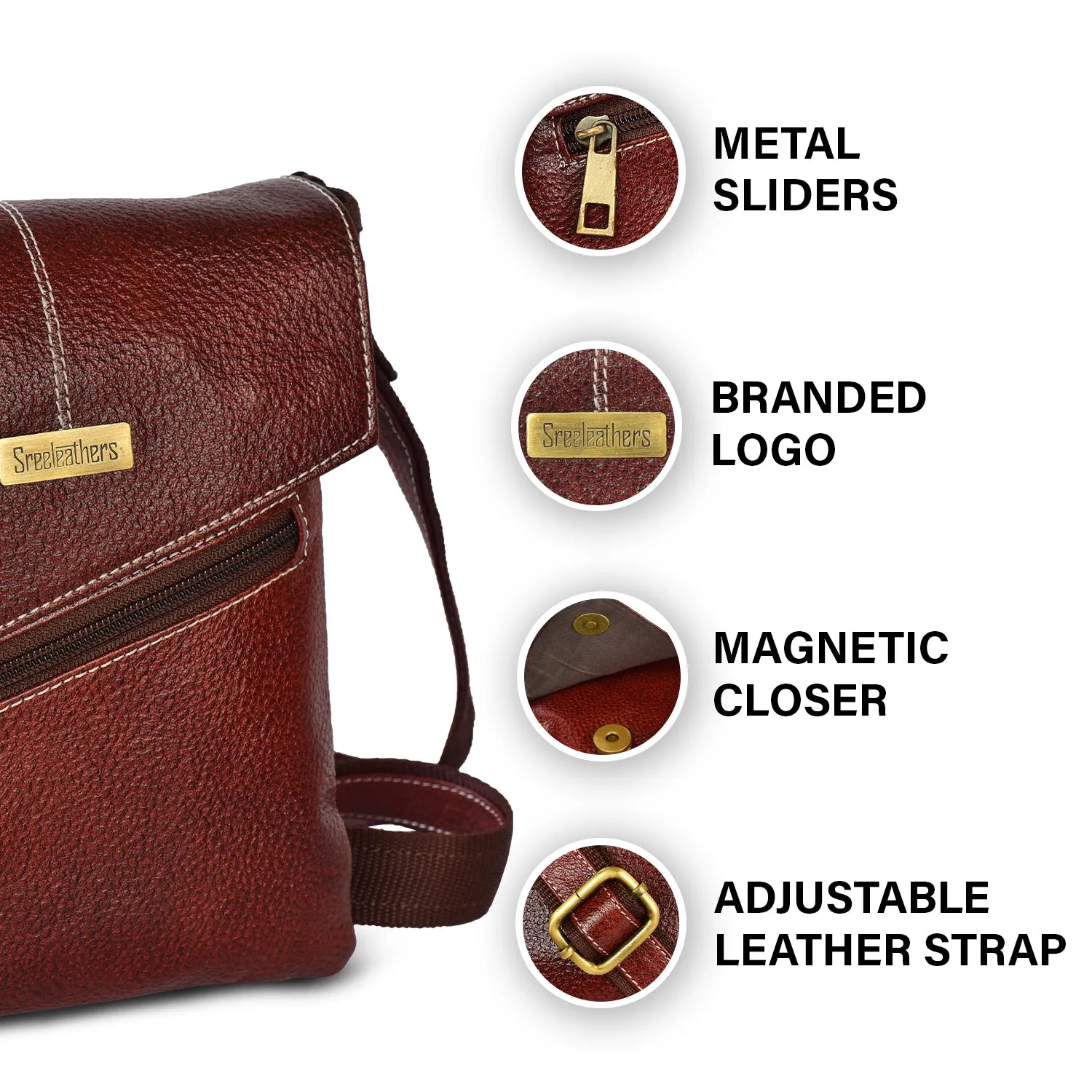 Leather Messenger Bag 36815 (Brown)