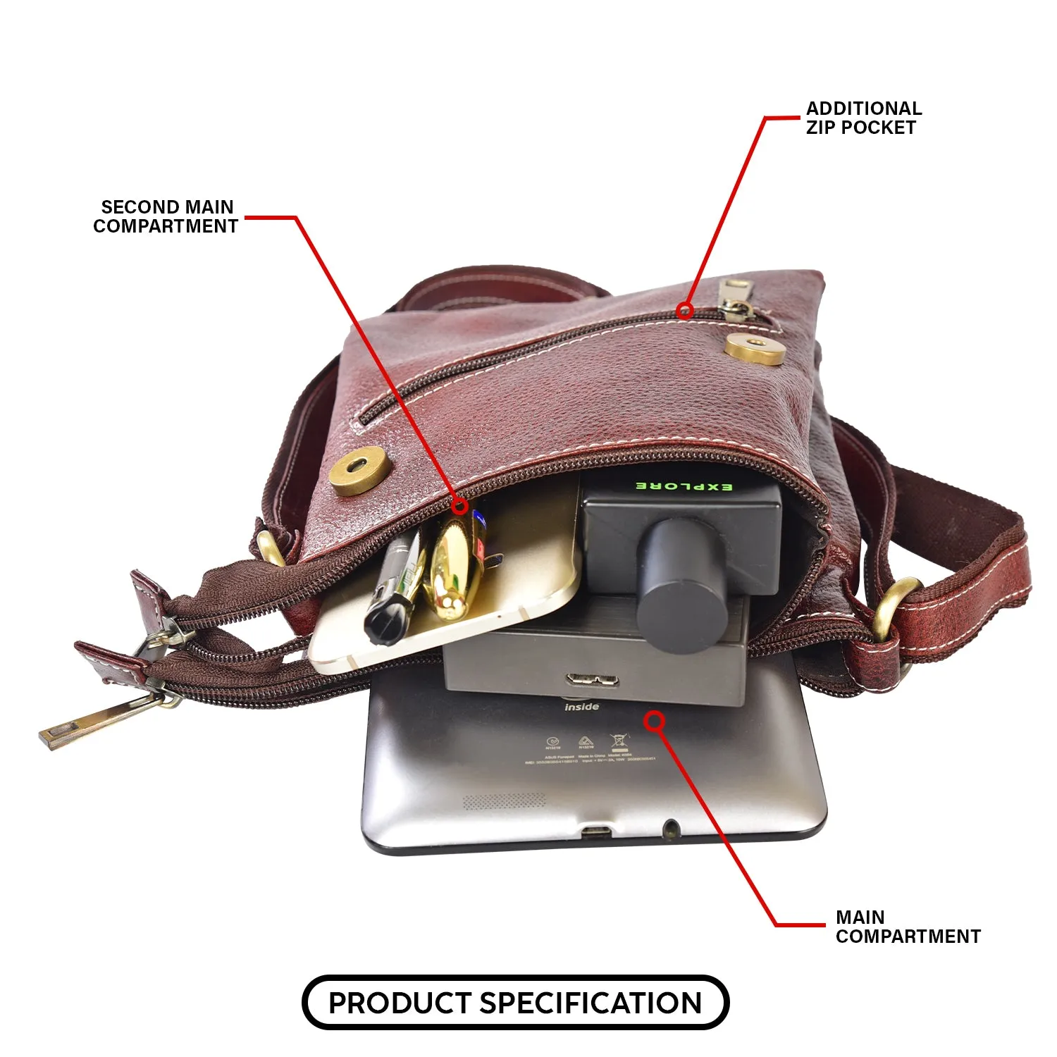 Leather Messenger Bag 36815 (Brown)