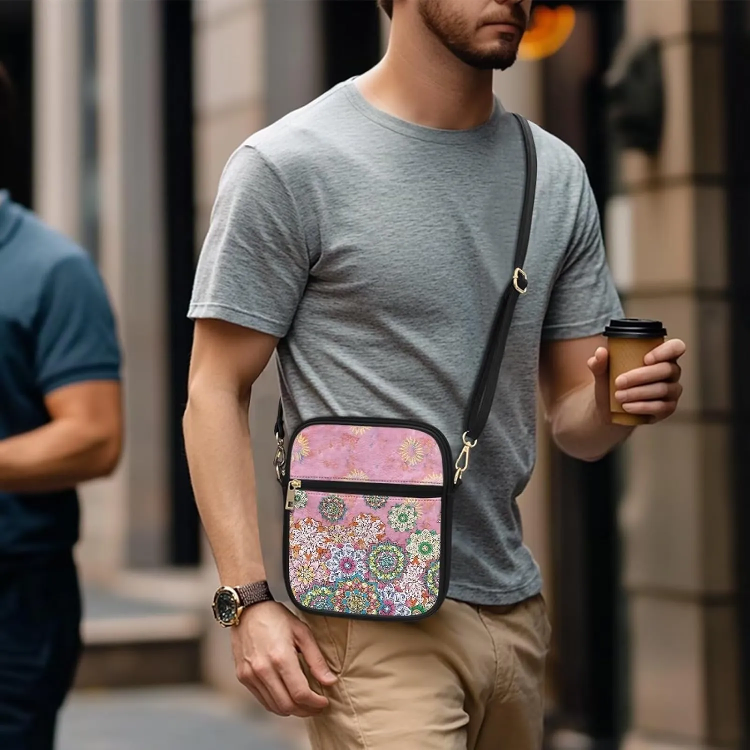 Leather Messenger Bag for Women Men Crossbody Bag Shoulder Bag Sling Travel Bag with Zipper Adjustable Strap