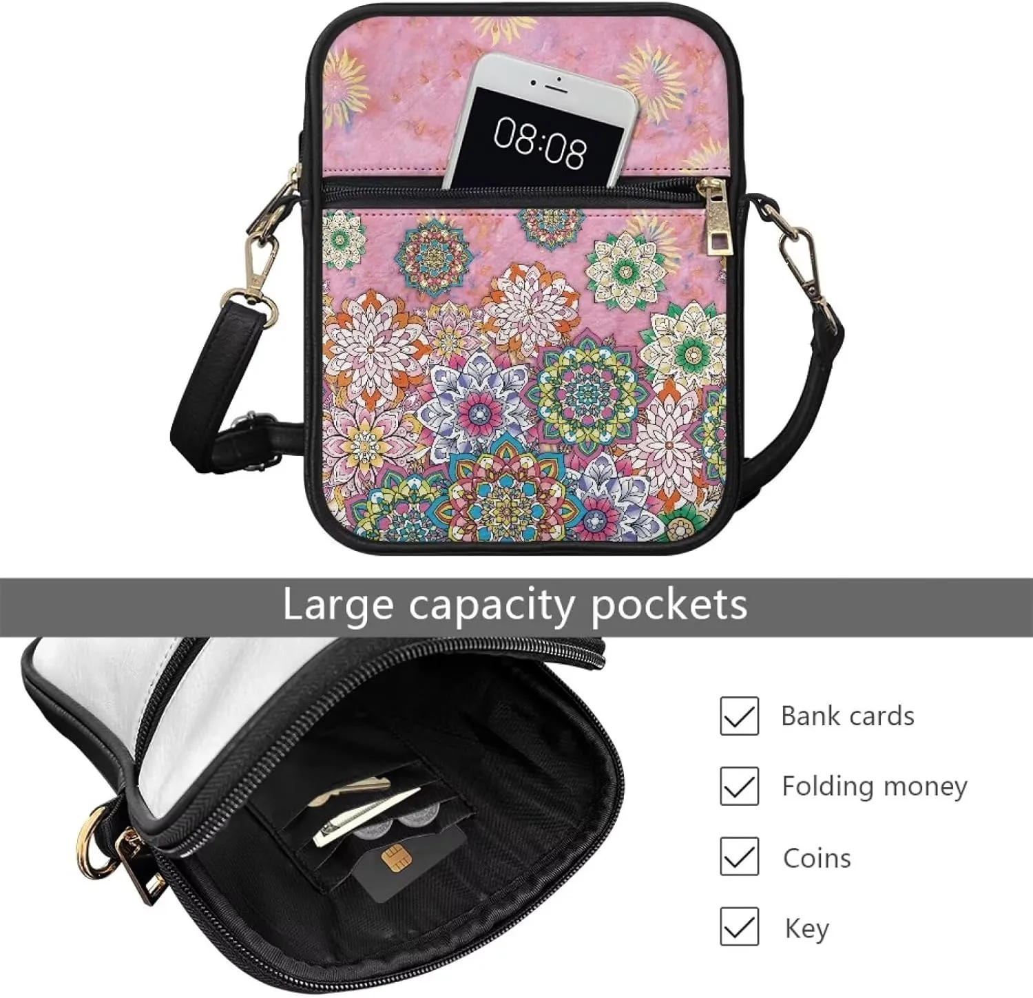 Leather Messenger Bag for Women Men Crossbody Bag Shoulder Bag Sling Travel Bag with Zipper Adjustable Strap